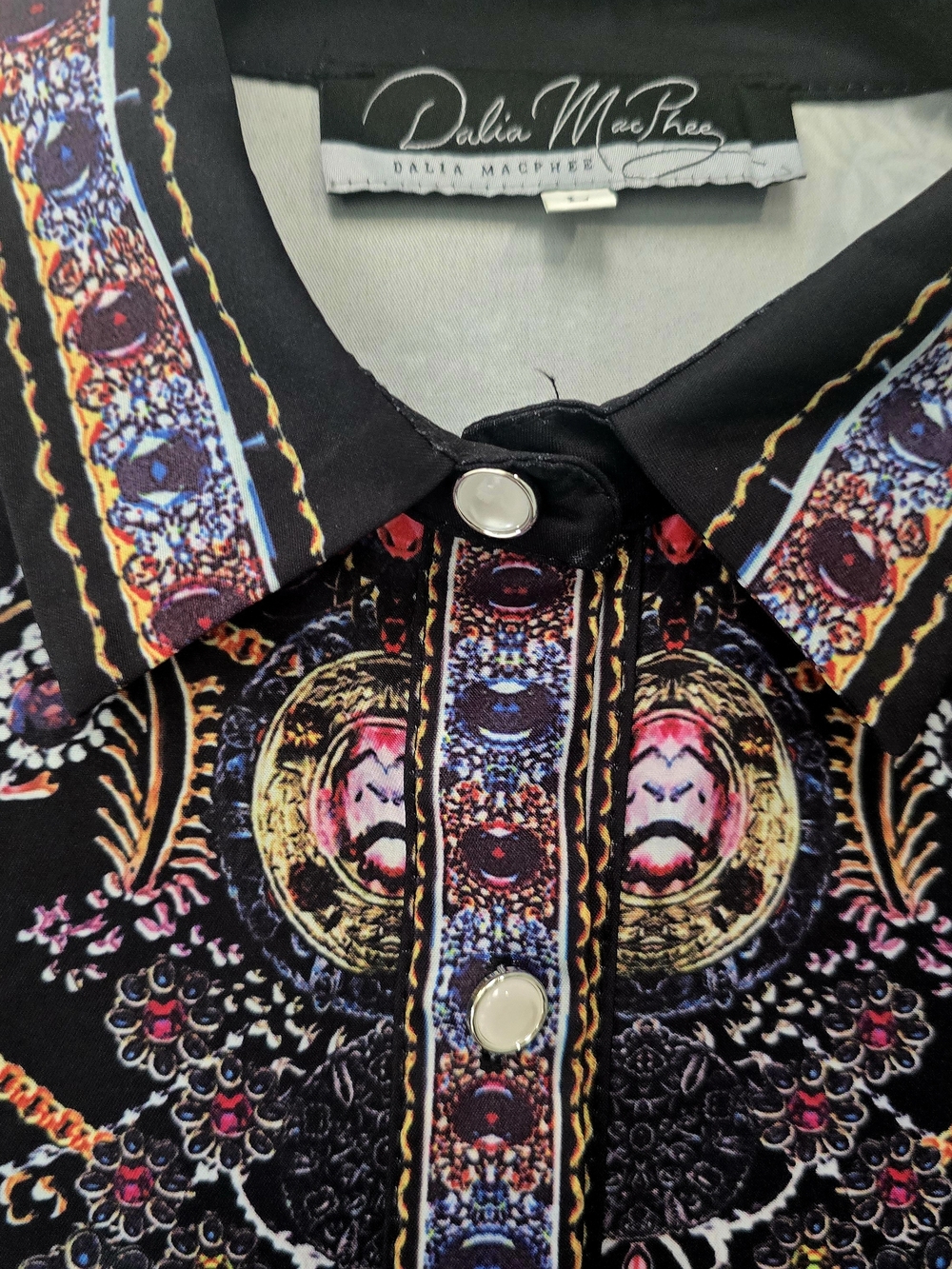 Delia McFee Black Floral Button Down Long Sleeve Minidress-Large CHIC! - Picture 6 of 16